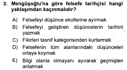 Türkiye´de Felsefenin Gelişimi 2 2023-2024 Ara Sınav - 3. soru