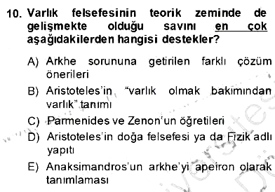 Türkiye´de Felsefenin Gelişimi 2 2013-2014 Dönem Sonu Sınavı - 10. soru