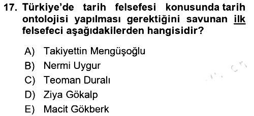 Türkiye´de Felsefenin Gelişimi 2 2023-2024 Dönem Sonu Sınavı - 17. soru