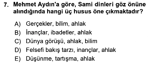 Türkiye´de Felsefenin Gelişimi 2 2021-2022 Yaz Okulu Sınavı - 7. soru