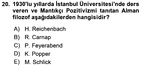 Türkiye´de Felsefenin Gelişimi 2 2023-2024 Yaz Okulu Sınavı - 20. soru