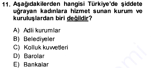 Türkiye´nin Toplumsal Yapısı 2013-2014 Ara Sınav - 11. soru