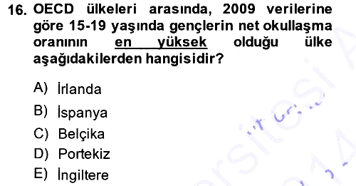 Türkiye´nin Toplumsal Yapısı 2013-2014 Ara Sınav - 16. soru
