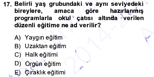 Türkiye´nin Toplumsal Yapısı 2014-2015 Ara Sınav - 17. soru