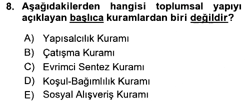 Türkiye´nin Toplumsal Yapısı 2016-2017 Ara Sınav - 8. soru