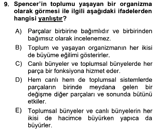Türkiye´nin Toplumsal Yapısı 2016-2017 Ara Sınav - 9. soru