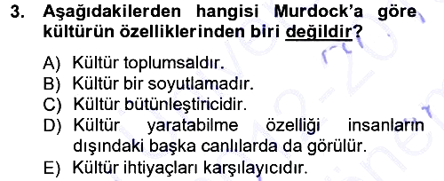 Türkiye´nin Toplumsal Yapısı 2012-2013 Dönem Sonu Sınavı - 3. soru