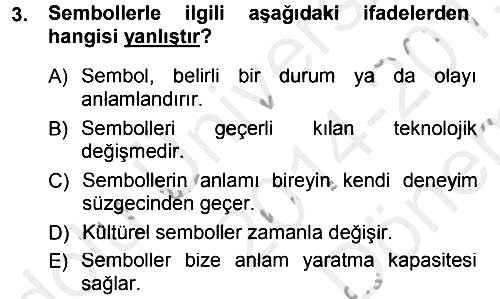 Türkiye´nin Toplumsal Yapısı 2014-2015 Dönem Sonu Sınavı - 3. soru