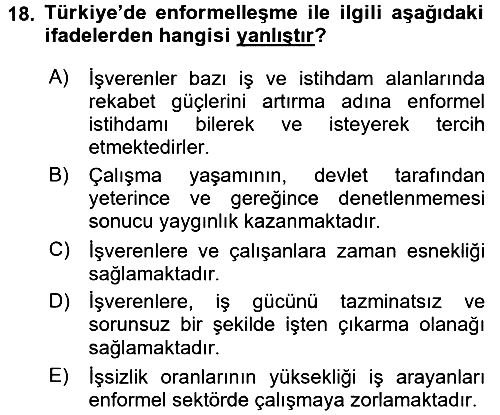 Türkiye´nin Toplumsal Yapısı 2016-2017 Dönem Sonu Sınavı - 18. soru