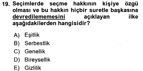 Türkiye´nin Toplumsal Yapısı 2016-2017 Dönem Sonu Sınavı - 19. soru