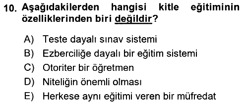 Türkiye´nin Toplumsal Yapısı 2022-2023 Dönem Sonu Sınavı - 10. soru