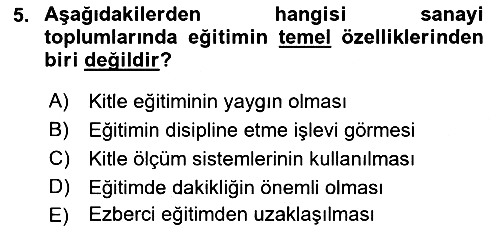 Türkiye´nin Toplumsal Yapısı 2023-2024 Dönem Sonu Sınavı - 5. soru