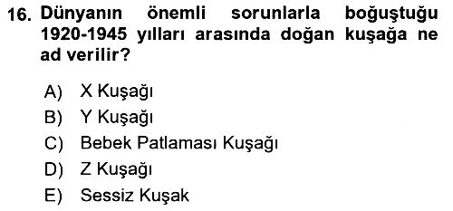 Türkiye´nin Toplumsal Yapısı 2024-2025 Dönem Sonu Sınavı - 16. soru