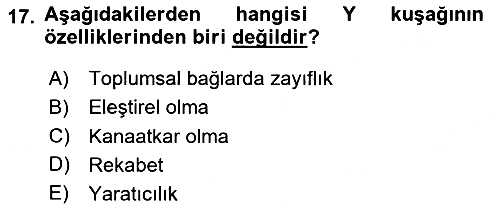 Türkiye´nin Toplumsal Yapısı 2024-2025 Dönem Sonu Sınavı - 17. soru