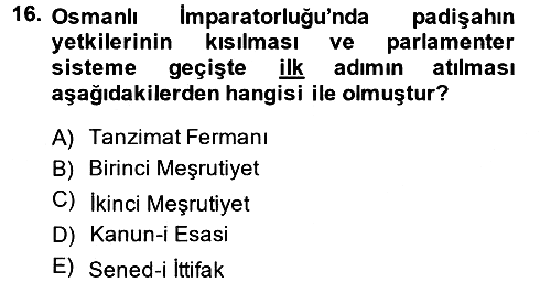 Türkiye´nin Toplumsal Yapısı 2013-2014 Tek Ders Sınavı - 16. soru