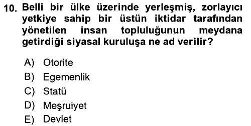 Türkiye´nin Toplumsal Yapısı 2022-2023 Yaz Okulu Sınavı - 10. soru