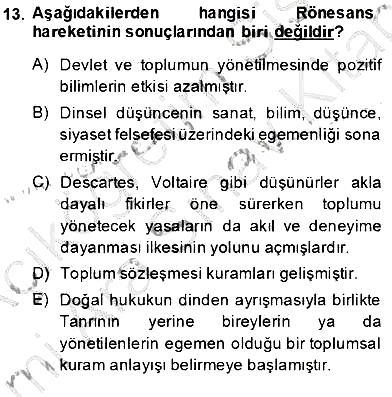 Yurttaşlık ve Çevre Bilgisi 2013-2014 Ara Sınav - 13. soru