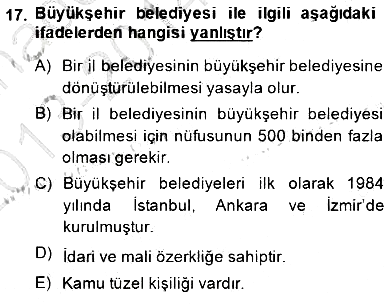 Yurttaşlık ve Çevre Bilgisi 2013-2014 Dönem Sonu Sınavı - 17. soru