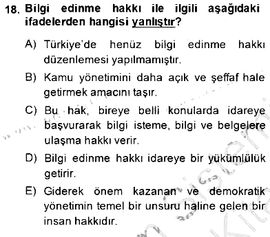 Yurttaşlık ve Çevre Bilgisi 2013-2014 Dönem Sonu Sınavı - 18. soru