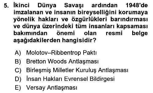 Yurttaşlık ve Çevre Bilgisi 2018-2019 Dönem Sonu Sınavı - 5. soru