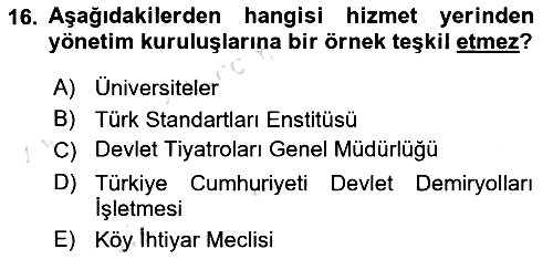 Yurttaşlık ve Çevre Bilgisi 2022-2023 Yaz Okulu Sınavı - 16. soru