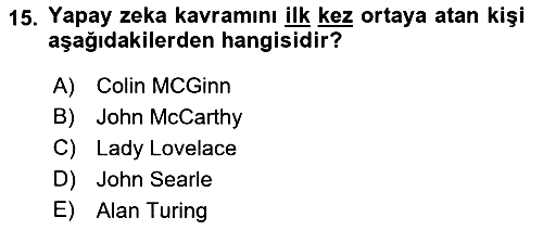 Zihin Felsefesi 2016-2017 3 Ders Sınavı - 15. soru