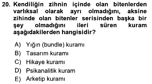 Zihin Felsefesi 2017-2018 3 Ders Sınavı - 20. soru