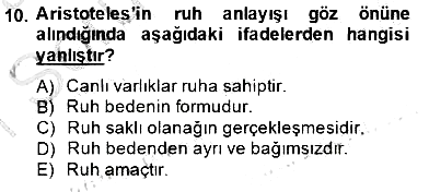 Zihin Felsefesi 2014-2015 Ara Sınav - 10. soru