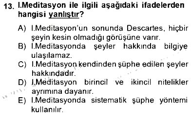 Zihin Felsefesi 2014-2015 Ara Sınav - 13. soru