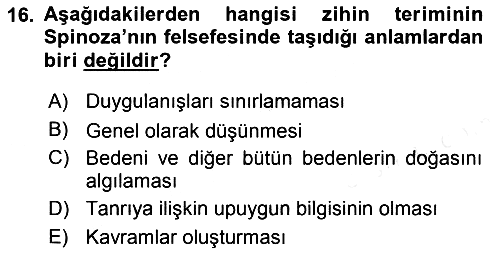 Zihin Felsefesi 2017-2018 Ara Sınav - 16. soru