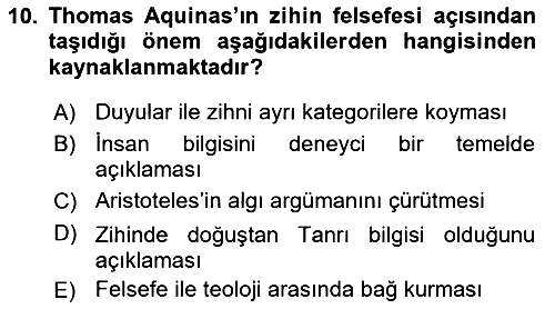 Zihin Felsefesi 2018-2019 Ara Sınav - 10. soru