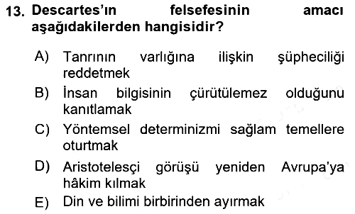 Zihin Felsefesi 2018-2019 Ara Sınav - 13. soru