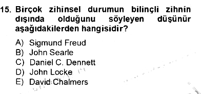 Zihin Felsefesi 2012-2013 Dönem Sonu Sınavı - 15. soru