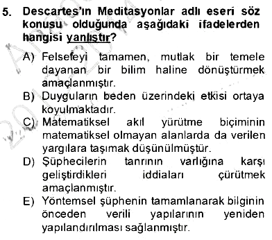 Zihin Felsefesi 2013-2014 Dönem Sonu Sınavı - 5. soru