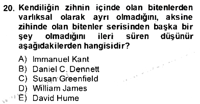 Zihin Felsefesi 2013-2014 Dönem Sonu Sınavı - 20. soru