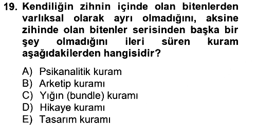 Zihin Felsefesi 2014-2015 Dönem Sonu Sınavı - 19. soru