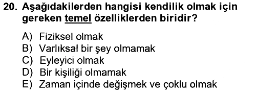 Zihin Felsefesi 2014-2015 Dönem Sonu Sınavı - 20. soru