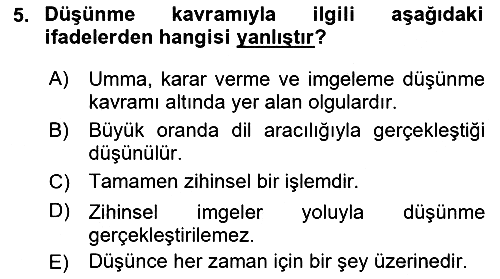 Zihin Felsefesi 2016-2017 Dönem Sonu Sınavı - 5. soru