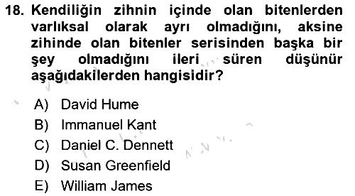 Zihin Felsefesi 2016-2017 Dönem Sonu Sınavı - 18. soru