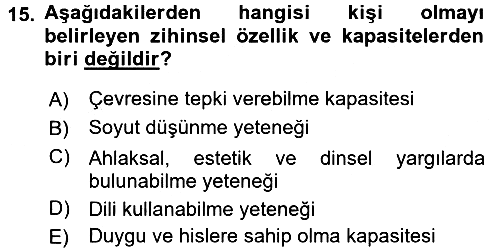 Zihin Felsefesi 2017-2018 Dönem Sonu Sınavı - 15. soru