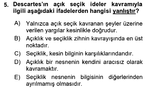 Zihin Felsefesi 2018-2019 Dönem Sonu Sınavı - 5. soru