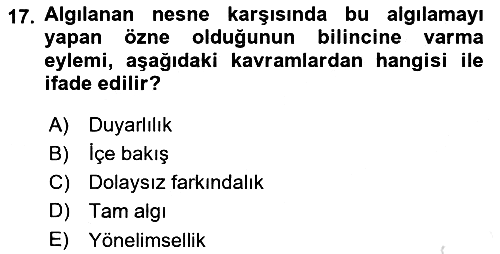 Zihin Felsefesi 2020-2021 Yaz Okulu Sınavı - 17. soru