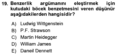 Zihin Felsefesi 2021-2022 Yaz Okulu Sınavı - 19. soru
