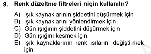 Film ve Video Yapımı 2014-2015 Dönem Sonu Sınavı - 9. soru