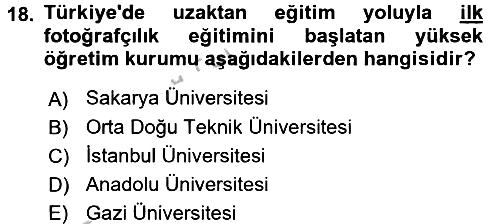 Fotoğraf Tarihi 2016-2017 3 Ders Sınavı - 18. soru