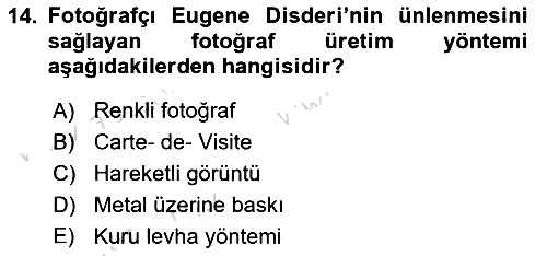 Fotoğraf Tarihi 2021-2022 Ara Sınav - 14. soru