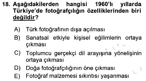 Fotoğraf Tarihi 2021-2022 Dönem Sonu Sınavı - 18. soru
