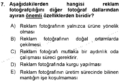 Fotoğrafın Kullanım Alanları 2015-2016 Ara Sınav - 7. soru