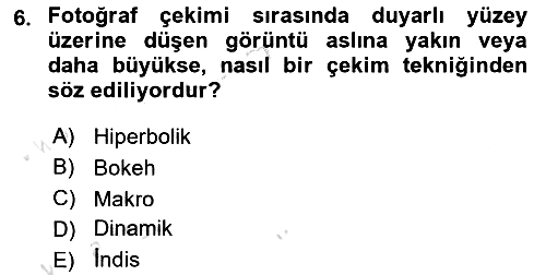 Fotoğrafın Kullanım Alanları 2023-2024 Yaz Okulu Sınavı - 6. soru