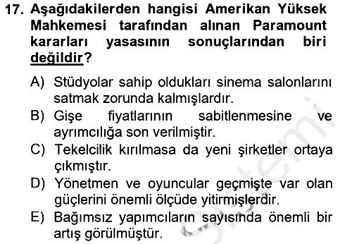 Hareketli Görüntünün Tarihi 2012-2013 Ara Sınav - 17. soru